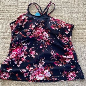 Cupshe Floral Bikini Top - Navy and Pink